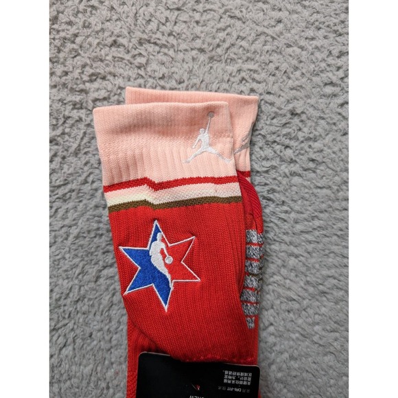 Air Jordan Nike Quick Elite Dri-Fit Crew Socks Mens Large 9-11 Red NBA Logo - Picture 4 of 5